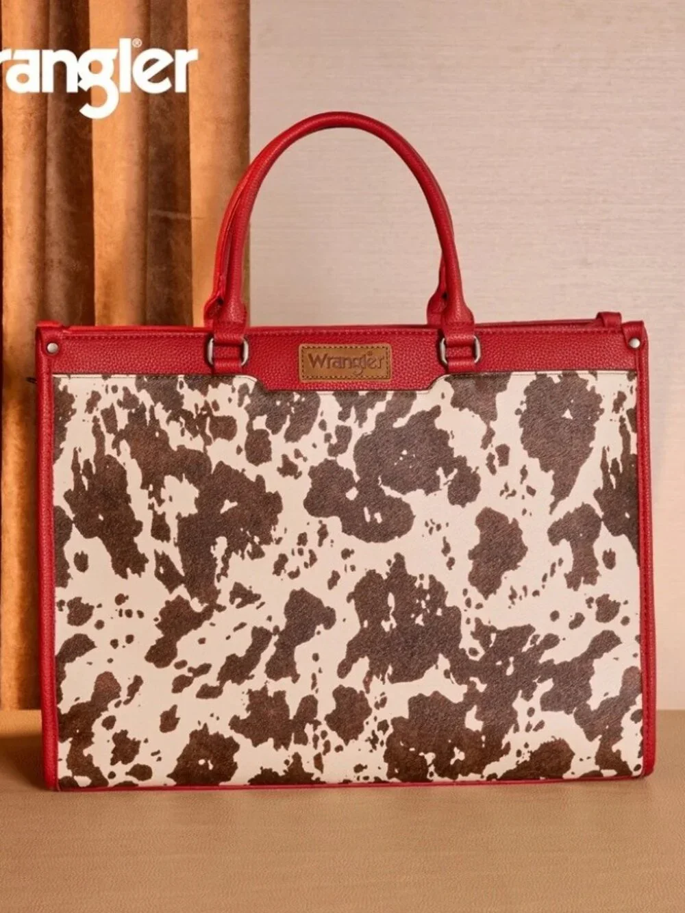 Wrangler Carry-All Large Tote Work Tote /Crossbody Cow-Red